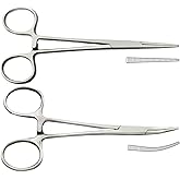 2 Piece Curved&Straight Pliers,Ear Locking Forceps,Pet Groomers Scissor,Dog Grooming Locking Tweezers, Hemostat Forceps,Anima