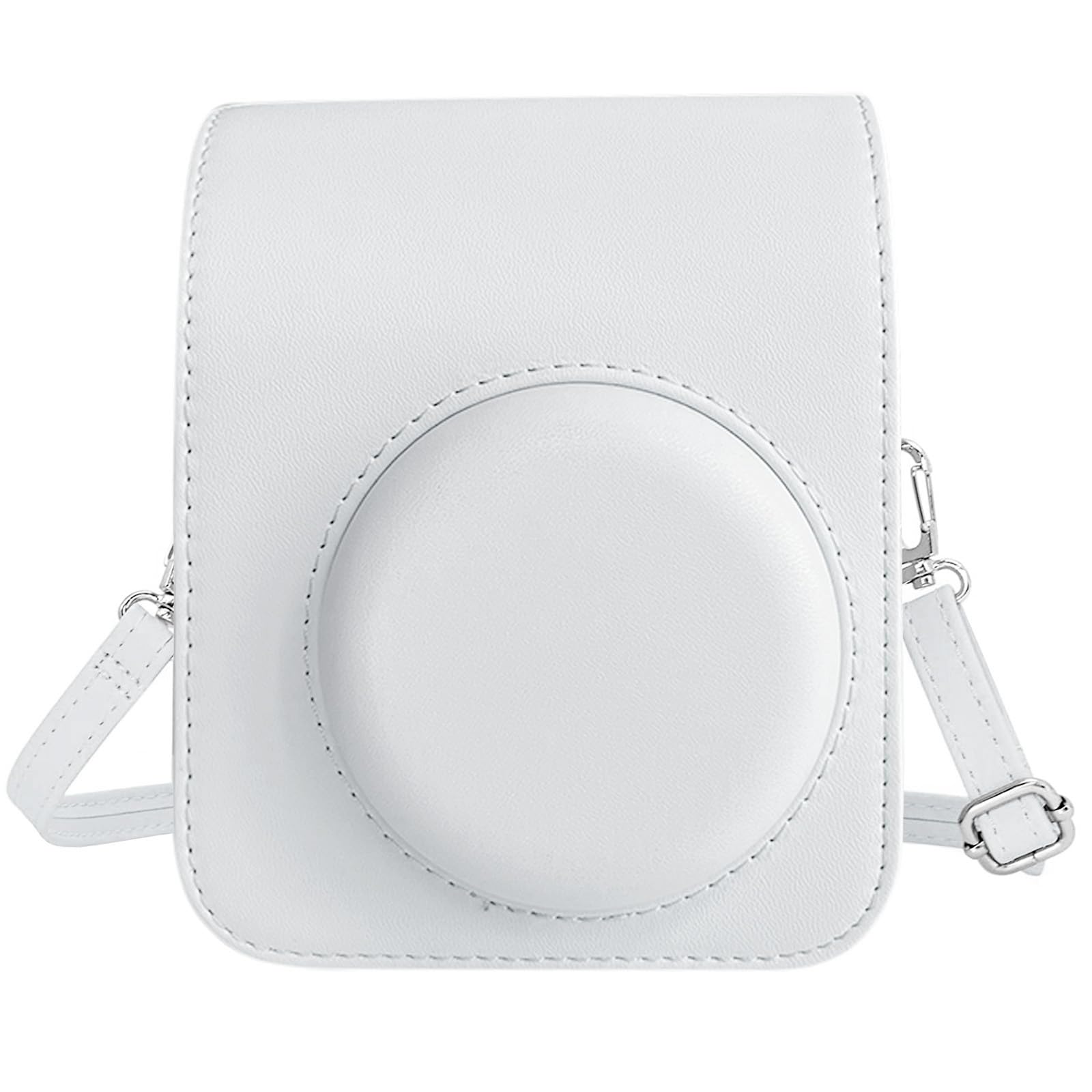 Easy Hood Camera Case for Fujifilm Instax Mini 12 Instant Film Cameras, Soft PU Leather Camera Protective Bag, Removable Case with Adjustable Shoulder Strap, White