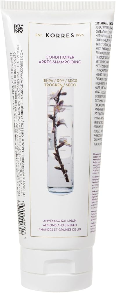 Korres Almond Linseed Conditioner Dry Damaged Hair 200ml Nourishing Repair