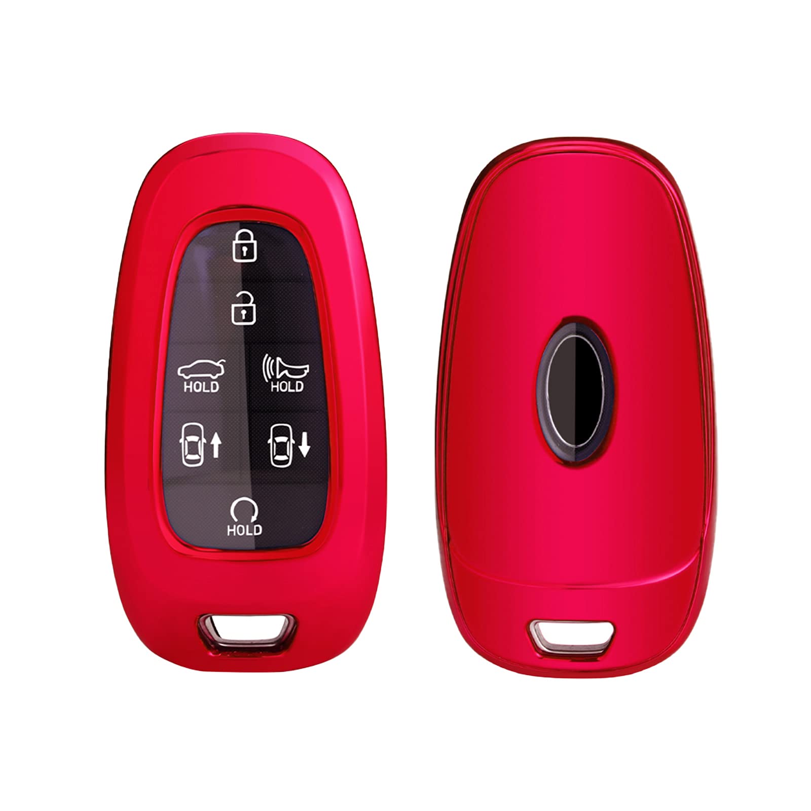 CDEFG Tucson NX4 Santa Fe Ioniq 5 Nexo 2021 2022 Key Cover Car Key Fob Case Remote Control Soft TPU Protection High Gloss Protective Buttons Holder Smart Keyless Anti-dust Protector Accessories (Red)