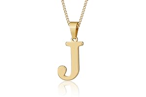 Suweibuke Initial Necklace for Men Women Boys Girls, 18K Gold Plated 26 Letters Pendant Necklace, Personalized Jewelry Gifts