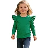 Sanpersonlin Toddler Baby Girl Solid Color T Shirt Kids Blouse Basic Plain Ruffle Top Cotton Casual Clothes