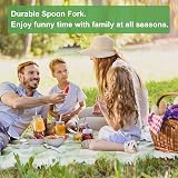 SwirlColor Pack of 2 Portable Stainless Steel Sporks Camping Cutlery Green view 2