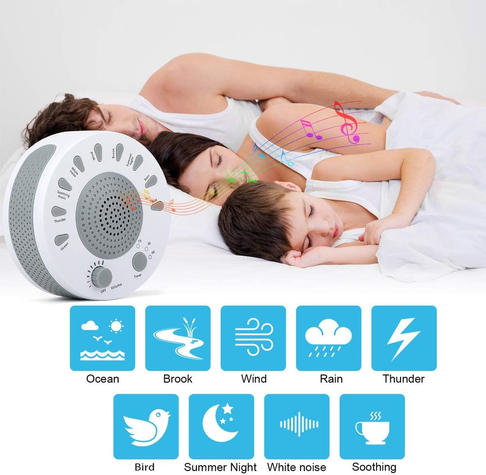 White Noise Machine - Sleep Sound Machine for Baby Kids Adults - 9 HiFi Soothing Sounds & 3 Timer, Volume Control & Relaxation Sleep Machine for Home Office Travel: Health & Personal Care