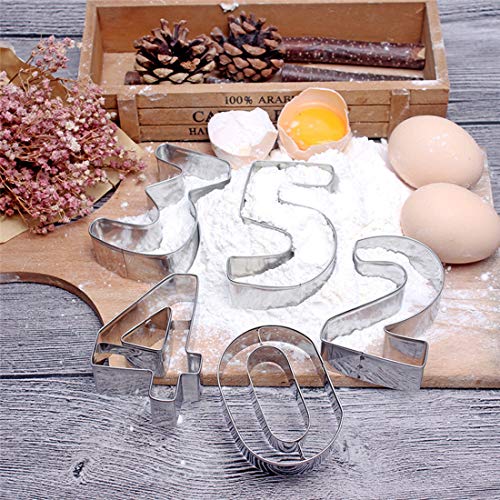 image for Lawei 9 Pieces Large Number Cookie Cutters - Stainless Steel Biscuits 