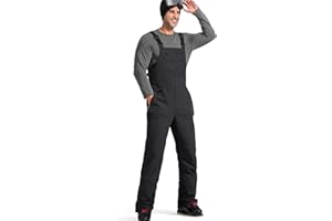FREE SOLDIER Mens Snow Bibs Ski Pants Softshell Waterproof Insulated Warm Snow Pants Windproof Ski Bib Overalls