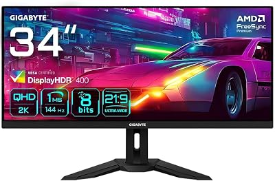 Gigabyte M34WQ 34" WQHD 144Hz 1ms IPS Gaming Monitor KVM FreeSync HDR400