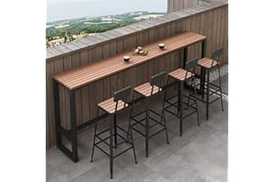 LAKIQ Modern Trestle Rectangular Outdoor Bar Table Farmhouse Pub Height Table Patio Table Manufactured Wood Counter-Height Event and Cocktail Table-Table Only(Black,63" L x 15.7" W x 41.3" H)