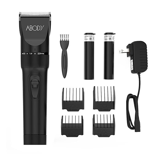 Abody Hair Clipper Cordless Hair Trimmer Rechargeable Hair Shaver Ceramic Titanium Blade for Mens and Babies with 2 Rechargeable Batteries 4 Comb