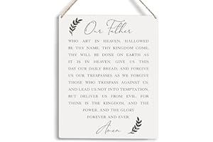 YCYD Christian Wall Art Dining Room Decor Our Father Prayer Wooden Hanging Sign Farmhouse Wall Decoration for Home Living Room Bedroom Bible Verse Sign Religious Home Wall Decor 10x8 Inches