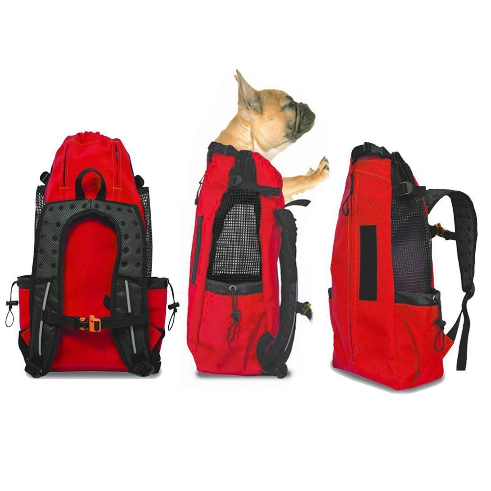 Breathable Foldable Dog Carrier Backpack - Pet Travel Bag for Dogs Cats - Portable and Safe,Red,S
