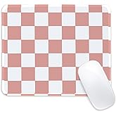 Pink and White Checkered Square Mouse Pad,Non-Slip Rubber Base Mouse Pad,Home Office Decoration Desktop Accessory,Laptop Mouse Pad for Office Laptops,9.4x7.8x0.12inch.