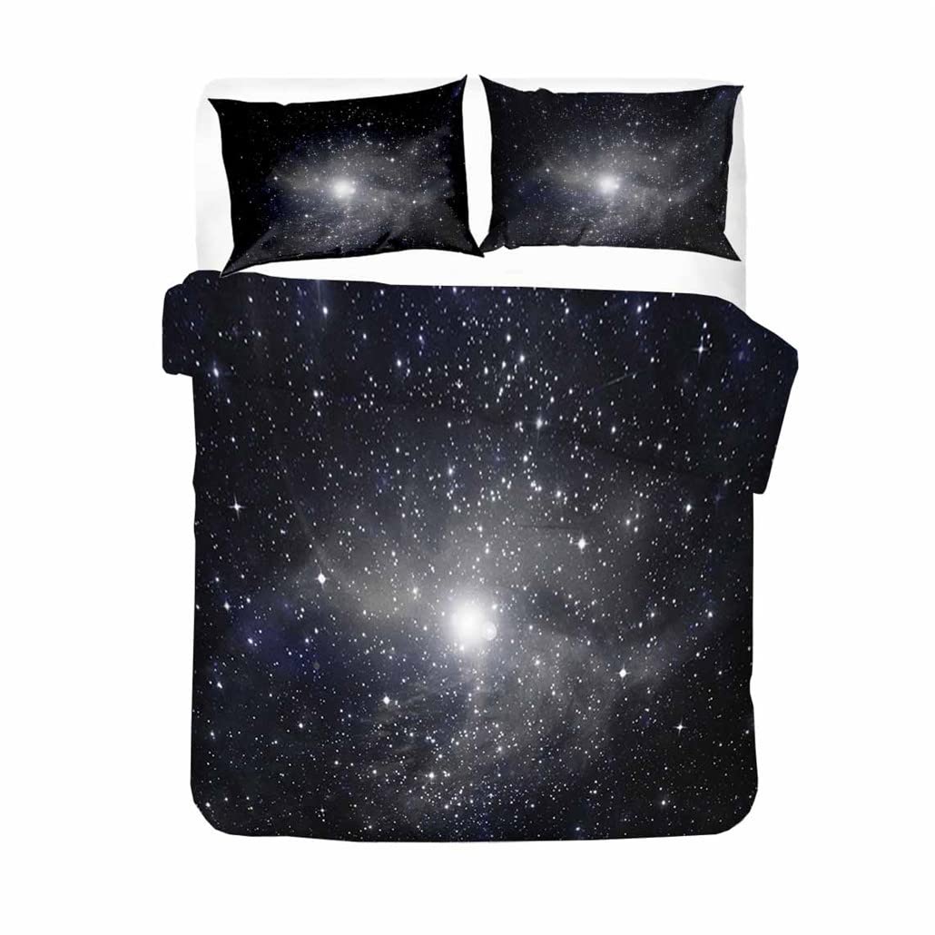 goodbath Duvet Cover Double, Outer Space Galaxy Star Planet 3 Piece Bedding Set with 2 Pillowcases,Black — image 1