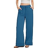 KICZOY Casual Loose Pants Women's Summer Elastic Drawstring Waisted Cropped Trousers