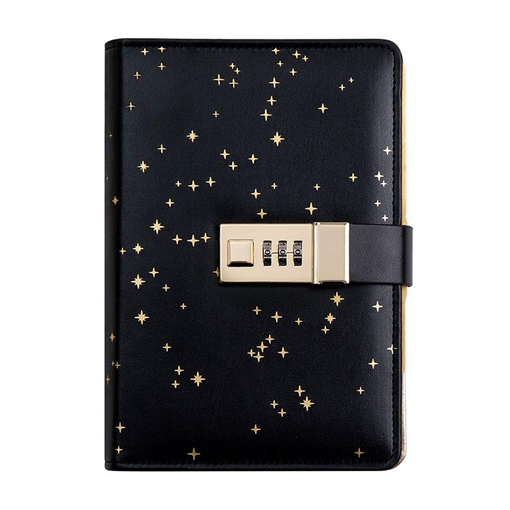 Notebook Leather Codebook Handbook, Starry Sky with Password Lock Diary, Book/Notebook Box Set Conta