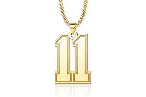 LuxglitterLin Jersey Football Number 0-99 Chain Necklace 18K Gold Plated Sport Number 25mm High Pendant Jewelry for Men Boy Sport Fans Christmas Cuban Chain