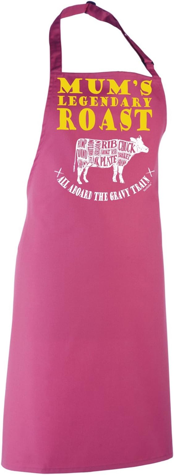 MUM'S LEGENDARY ROAST - ALL ABOARD THE GRAVY TRAIN NEW PREMIUM HEAVYWEIGHT APRON 195 gsm (VARIOUS COLOURS) by Funny Novelty kitchen birthday presents chef mum gifts waterproof aprons