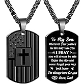 Qibote Christian Gifts for Men Dad Son Brother Mom, Dog Tag Cross Necklace, Stainless Steel Pendant Gifts for Easter Christmas Birthday