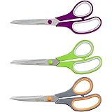 Amazon Basics Multipurpose, Comfort Grip, PVD coated, Stainless Steel Office Scissors - Pack of 3