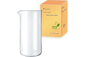 CUPALL French Press glass Beaker, 34 oz, compatible with Bodum, Bayka,Utopia ... most of 34oz french press in market, Borosilicate 3.3 Glass, Universal Replacement Beaker for Coffee and Tea Makers，