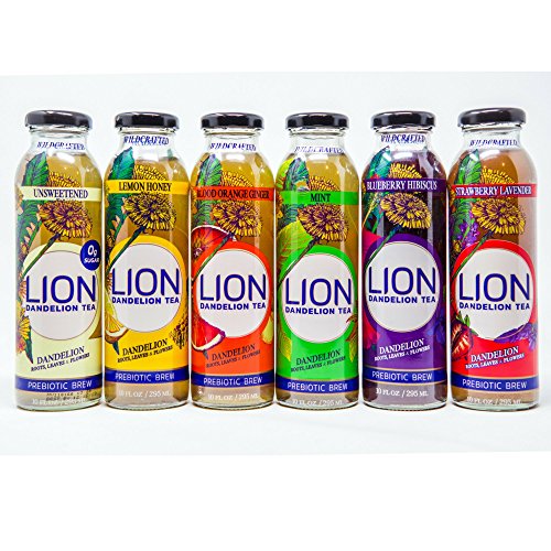 Prebiotic LION Dandelion Tea (Unsweetened) Improve Digestion, Reduce Bloating & Boost Immune System Delicious and Refreshing Prebiotics Bottled Tea using Dandelion Leaf and Root