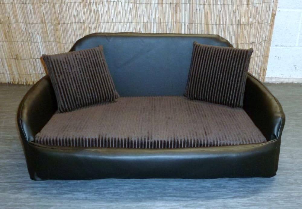 Zippy Faux Leather Sofa Dog Bed Large Black Brown Jumbo Cord