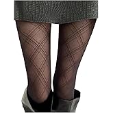 SweatyRocks Women's Plaid Sheer Mesh Tights Y2K Gothic Stockings High Waist Pantyhose