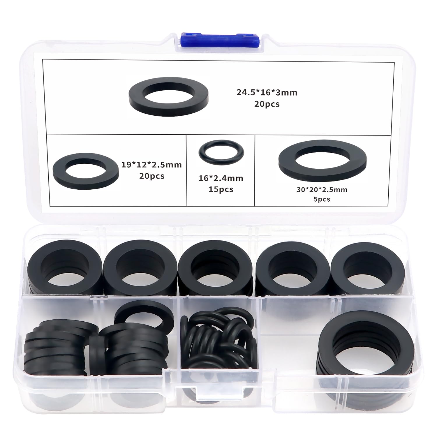 YIXISI 60 PCS Hose Washers Kit, Rubber Tap Seal Plumbing Gaskets, Seal O Ring Gasket, Shower Hose Rubber Washers, for 1/2 3/4 1 Inch Water Faucet Shower Garden Hose Connector