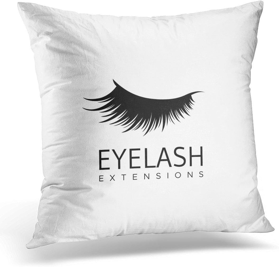 SPXUBZ Black Eye Eyelash Extension in Modern Style White Abstract Beautiful Decorative Home Decor Square Indoor/Outdoor Pillowcase Size: 18x18 Inch(Two Sides)