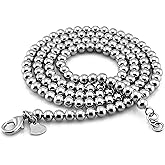 H&Beautimer Solid 925 Sterling Silver 4MM 6MM Bead Chain Necklace - Italian Handmade Bead Ball Necklace - Women's Jewelry 18-34''