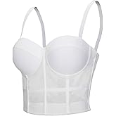 VEENDEO Women's Mesh Breath Push up Bustier Corset Crop Top Club Party Vest