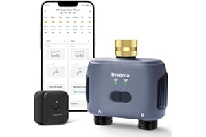 WiFi Water Timer Brass Inlet, 2 Zones Sprinkler Timer for Garden Hose, APP Remote Control Hose Timer with Wi-Fi Hub, Voice Co