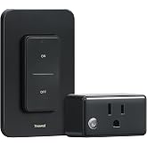 TREEWELL Remote Control Outlet Switch with Wireless Wall Switch, Black | 200FT RF Range, Mini Plug, 15A/1875W, Remote Switch for Lamps/Lights/Household Appliances, ETL &amp; FCC listed, Pre-Programmed