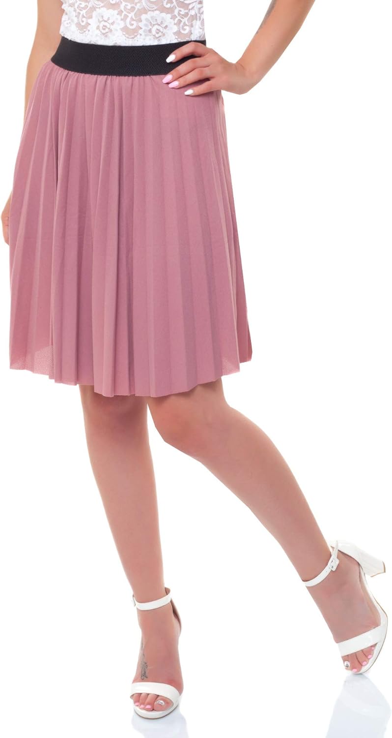 Damen Minirock Faltenrock ALinie Plissee Swing Rock kurz Hohe Taille