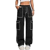 GORGLITTER Girl's Baggy Jeans High Waisted Wide Leg Cargo Denim Pants with Pockets