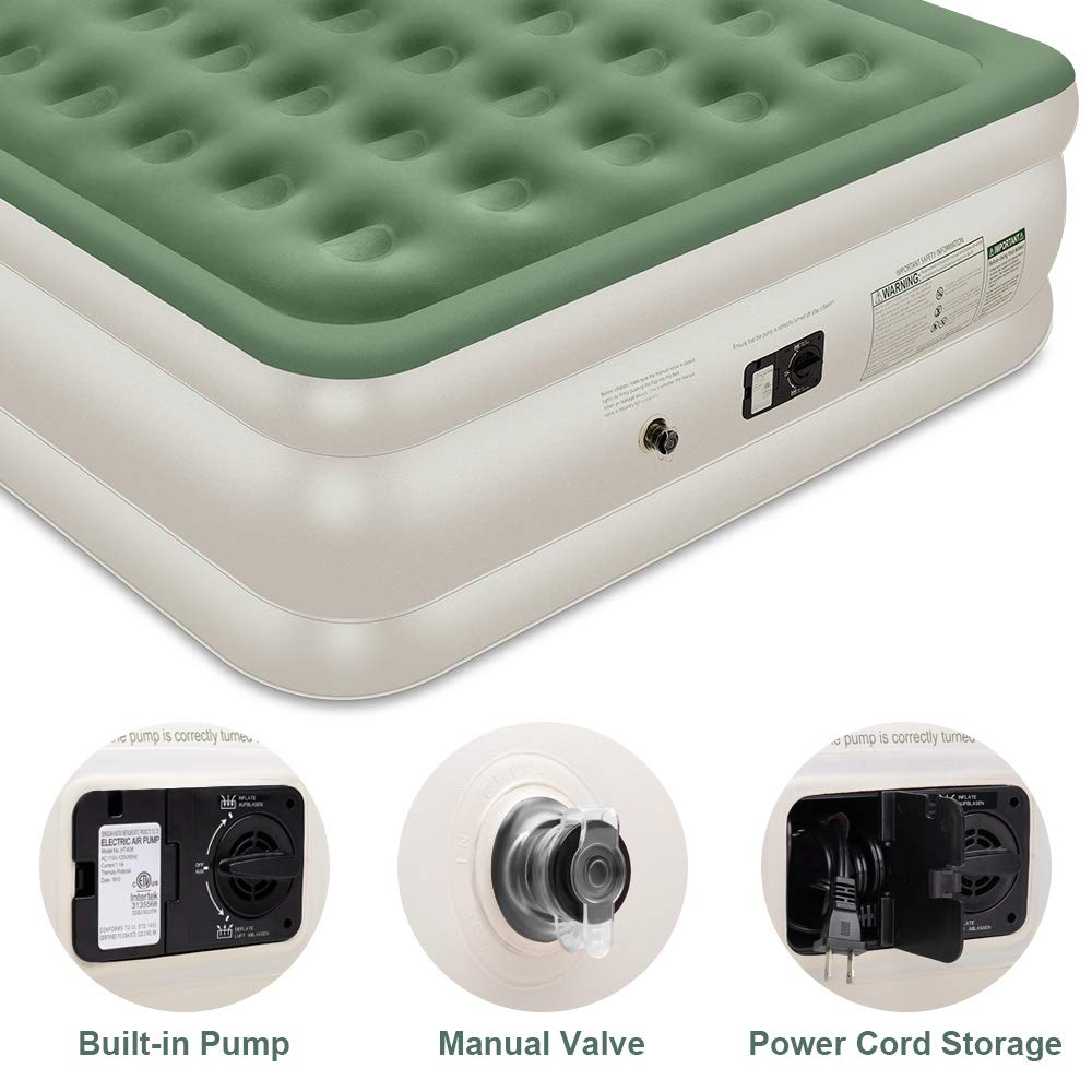 Veken Queen Air Mattress with Builtin Pump, Inflatable 18" Elevated