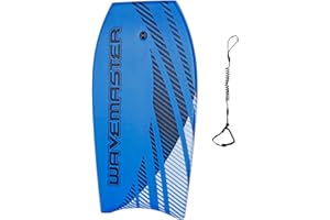 BEACHMALL 44 inch Body Board Ultimate Wavemaster Pro Bodyboard, Super EPS Core with Pro Quality Wrist Leash