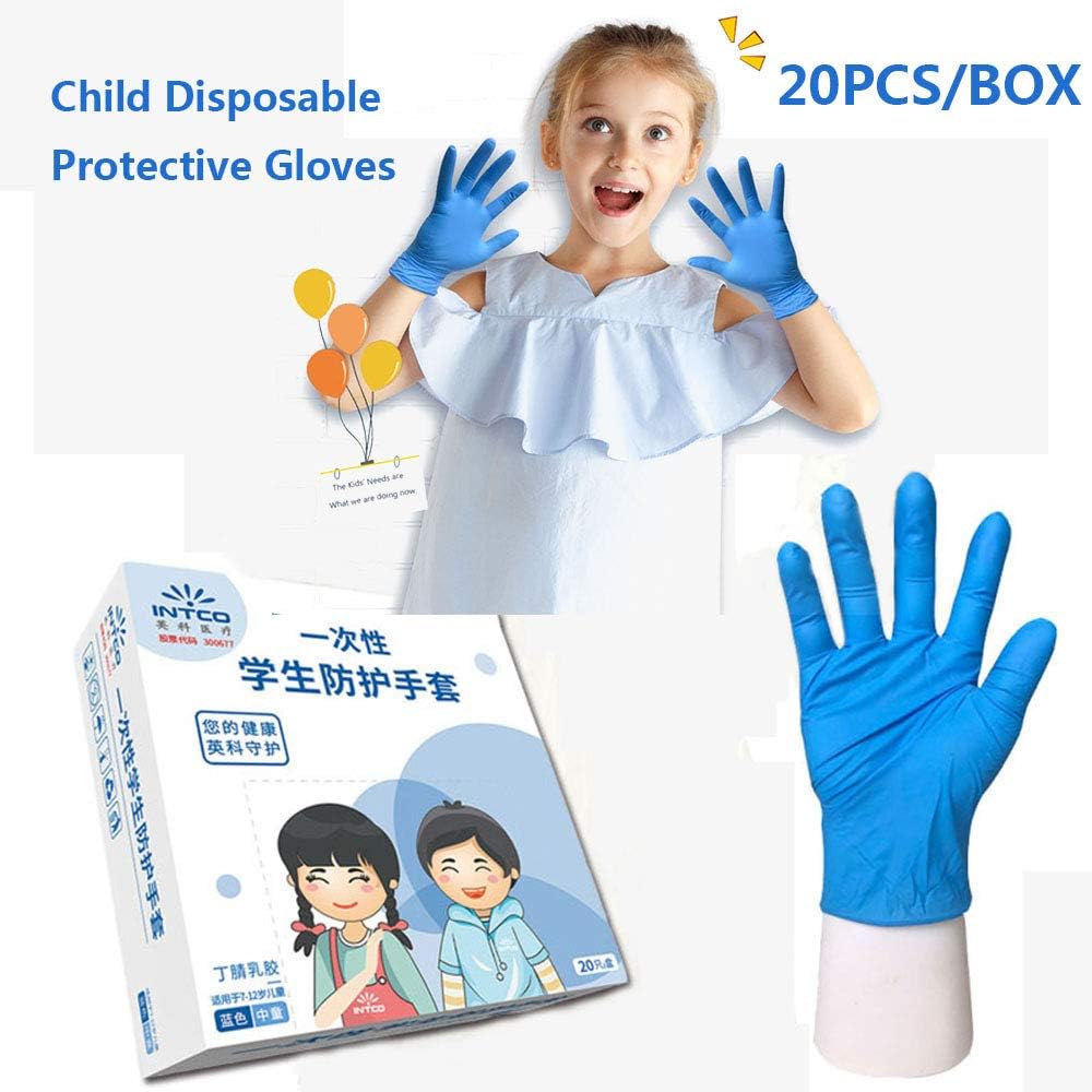 20PCS/Box Disposable Nitrile Gloves,Household Disposable Latex Glove for Boys Girls Small Size Thickened Nitrile Schooling Gloves Anti-pollution