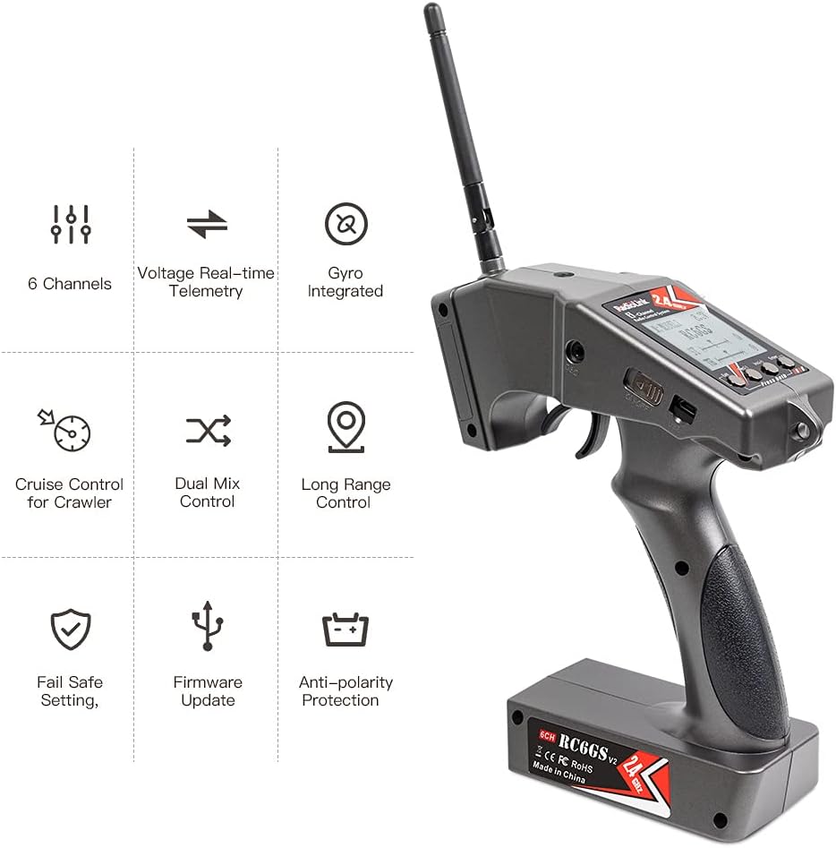 Radiolink RC6GS V2 2.4G 6 Channels RC Transmitter and Receiver R7FG Gyro RX Volt Telemetry Long Range, Surface Radio Controller for RC Car Boat Crawler Truck Buggy: Radiolink manufacturer: Toys & Games