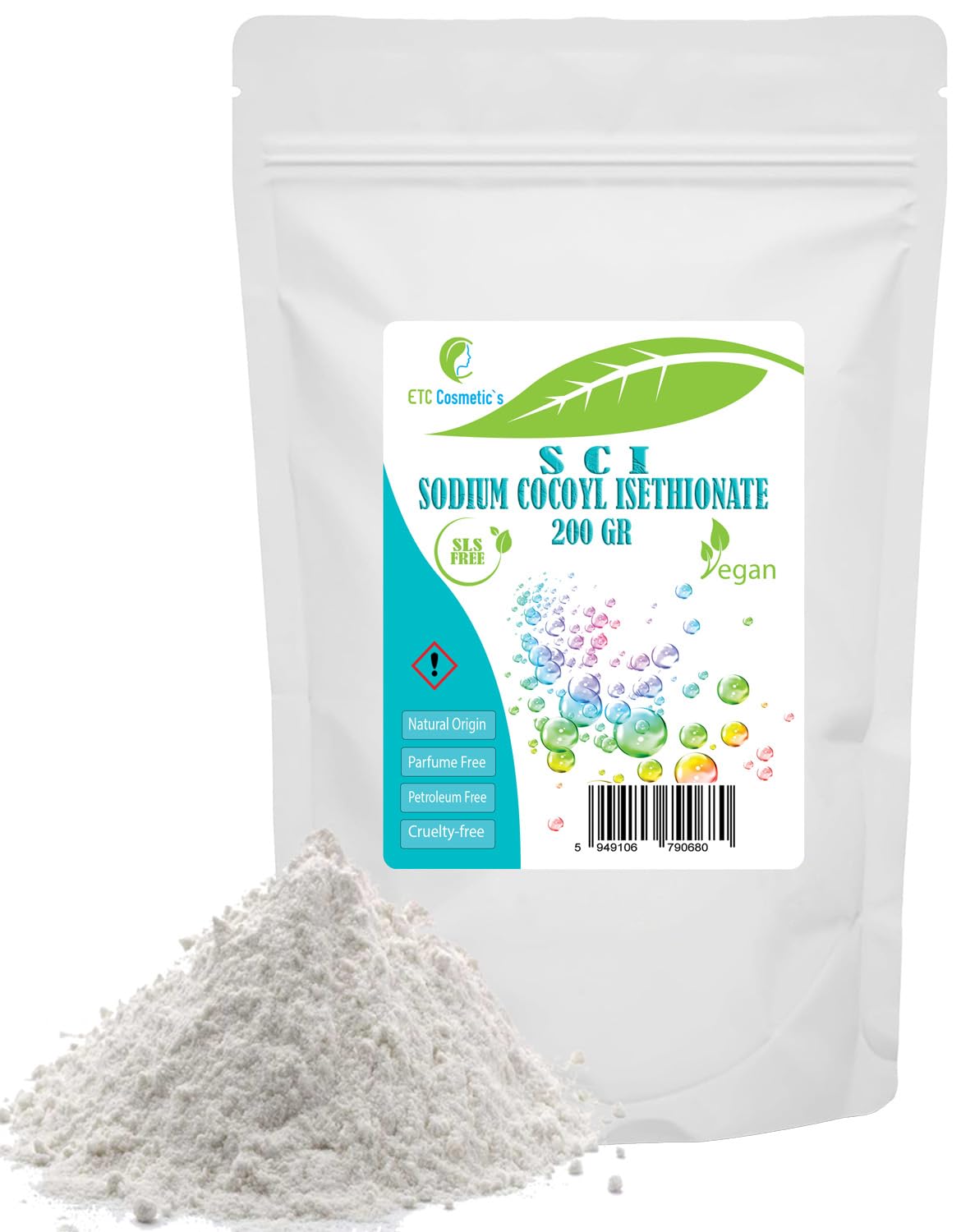 Sodium cocoyl isethionate SCI – 200 Gr - Used in Various Bath preparations, Suitable for Sensitive Skin (200 Gr)