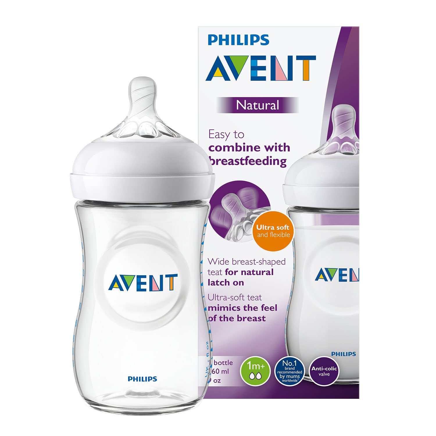 Philips Avent Natural Feeding Bottle 1 x 260 ml, Translucent