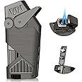 Kantion Torch Lighter Double Jet Flame, Refillable Butane Torch Lighter Windproof Lighter with Punch for Men Women with Gift Box(Nickel Black, Without Gas)