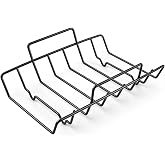 Turkey Roasting Rack,Nonstick Rib Racks for Grilling and Smoking 13.7"x9.6" | Reversible 2-in-1 Rack for Roasting Pan, Holds 7 Large Ribs, For Large and XLarge Big Green Egg, 18" or Bigger Kamado Grill