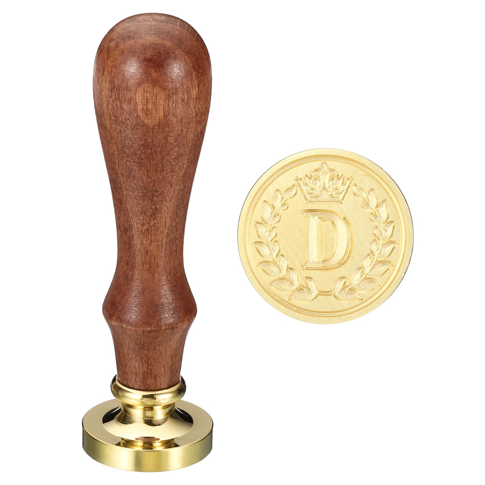 PATIKIL Alphabet D Wax Seal Stamp, Initial Letter Sealing Wax Stamp Classic Retro Removable Brass Head Wooden Handle for Envelope Invitation Cards, Style 4