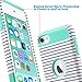 ULAK iPod Touch 7 Case, iPod Touch 6 Case, Slim Fit Dual Layer Hard PC Back+TPU Shockproof Interior Protective Case Cover for Apple iPod Touch 5th/6th/7th Generation, Minimal Mint Stripes