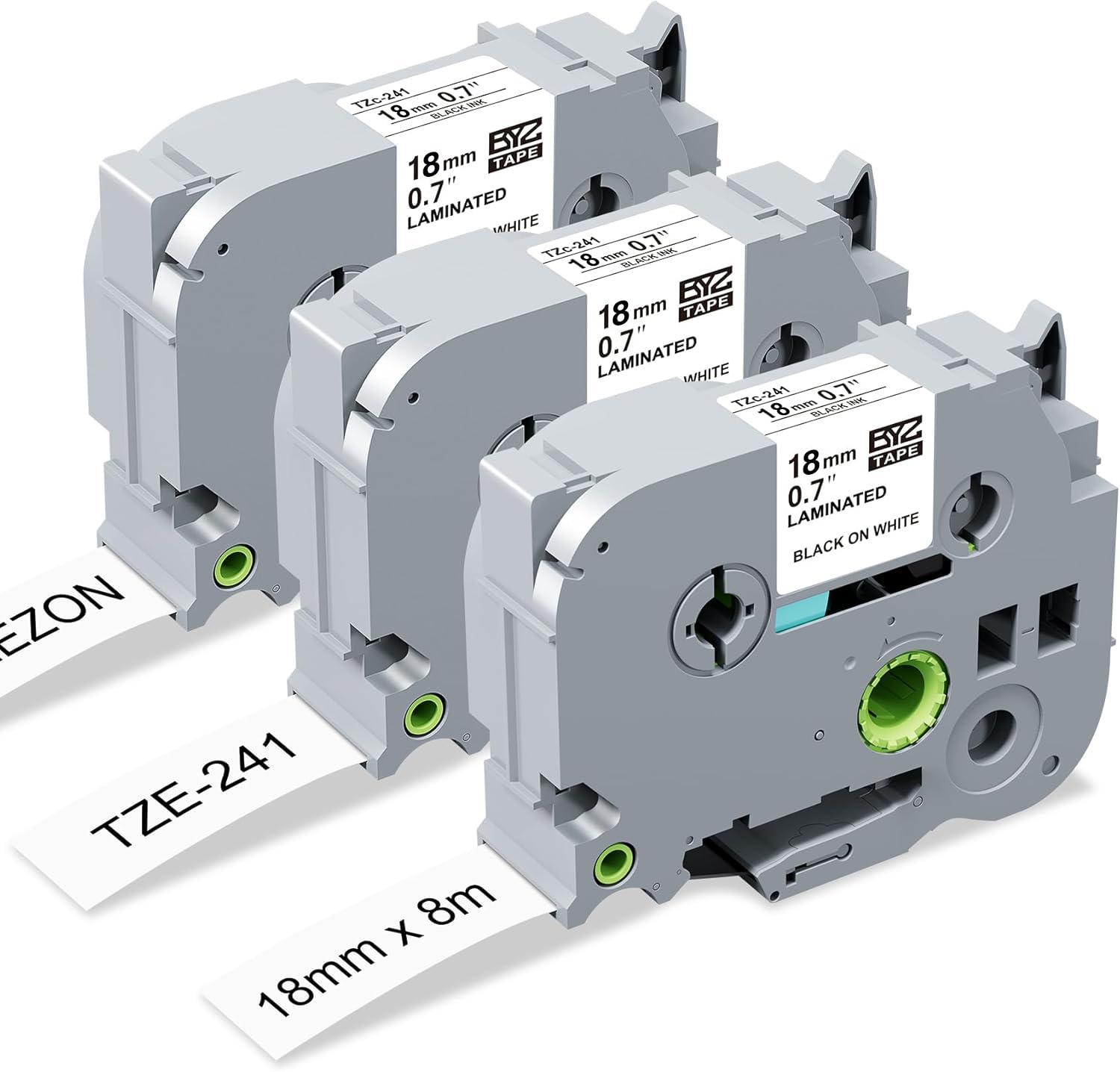 TZe-241 TZe241 18mm Label Tape Compatible for Brother Label Printer Laminated Black on White for Brother P-Touch Label Maker D400 PT-D600 D450 PT-D610BT Cassette Labeller, 3Pack