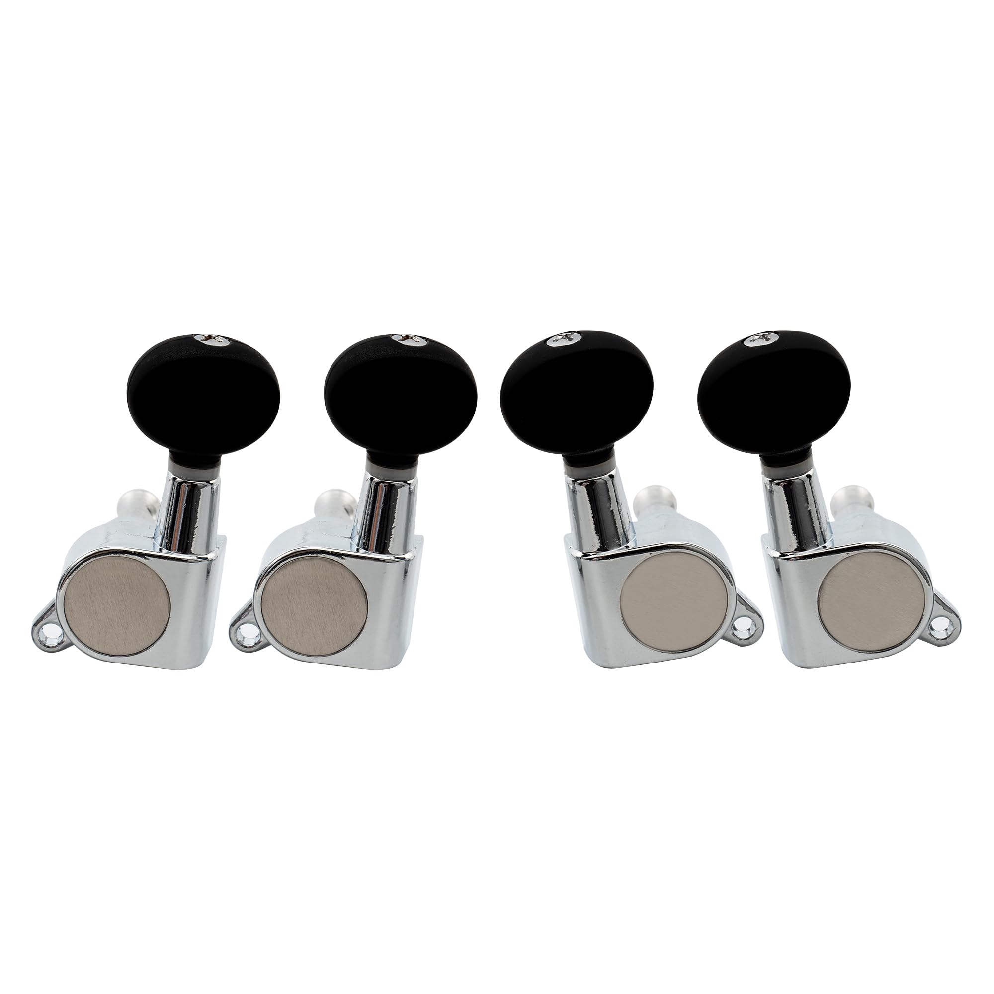 Musiclily 2R2L Sealed Ukulele Tuners Tuning Pegs Keys Machine Heads Set,Chrome with Black Button