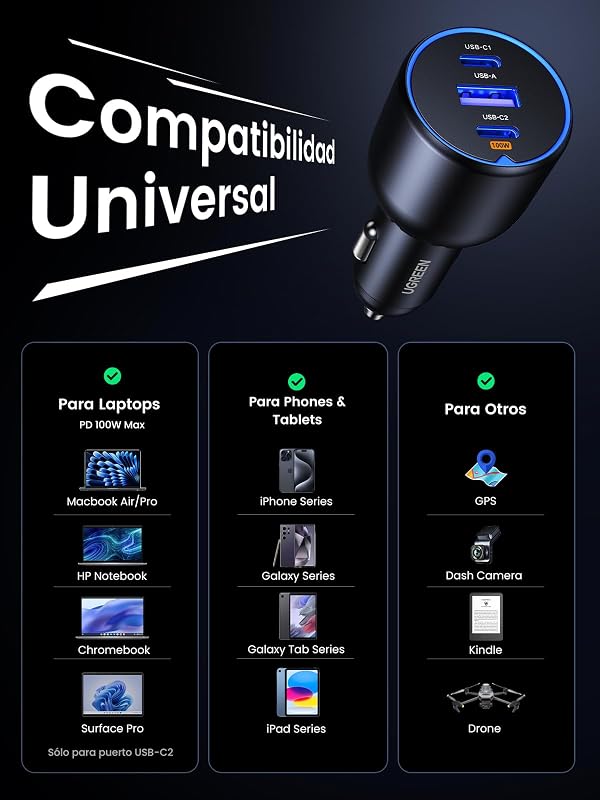 130W USB C Car Charger, Tipo C Car Charger Fast Charging com 3 portas, compatível com iPhone 17 Pro MAX Air/16/15/14/13, Samsung Galaxy S25/24, Xiaomi, MacBook, iPad Pro, Air Mini — foto 5 de 8
