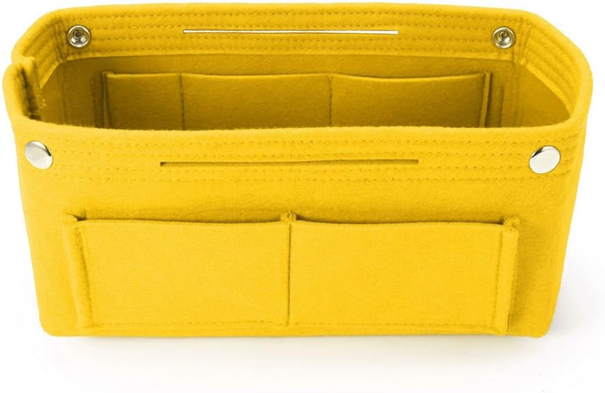 Guoyy Multifunction Handbag Organizer Purse Insert Bag Felt Fabric Storage Pouch Case (Yellow)