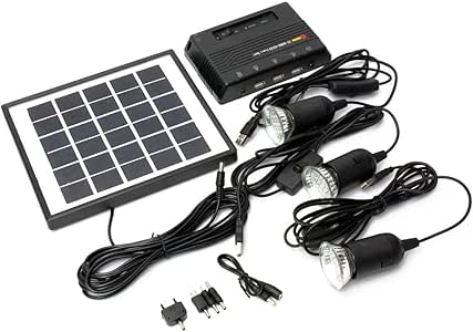 USB 6V 4W Panel + 3X luz LED del Cargador del Banco + Home Power System